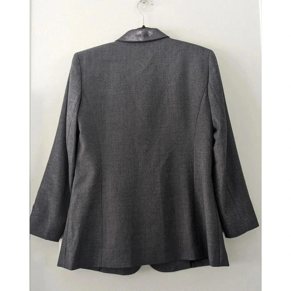 Elie Tahari Gray Leather Collar Blazer - Picture 8 of 9
